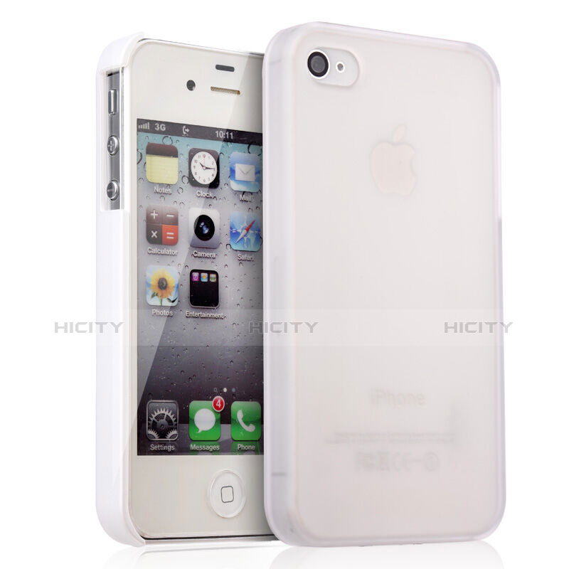 Coque Plastique Rigide Mat pour Apple iPhone 4S Blanc Plus