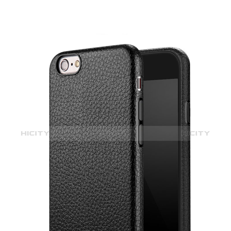 Coque Plastique Rigide Motif Cuir pour Apple iPhone 6 Plus Noir Plus