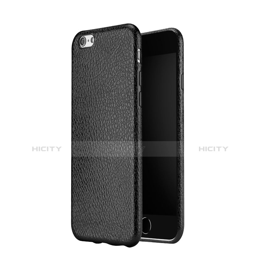 Coque Plastique Rigide Motif Cuir pour Apple iPhone 6 Plus Noir Plus