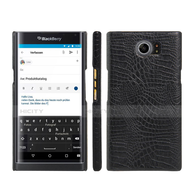 Coque Plastique Rigide Motif Cuir pour Blackberry Priv Noir Plus