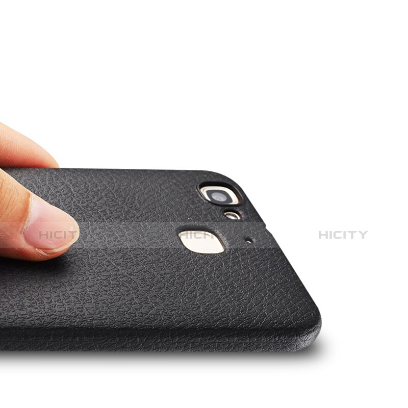 Coque Plastique Rigide Motif Cuir pour Huawei Enjoy 5S Noir Plus