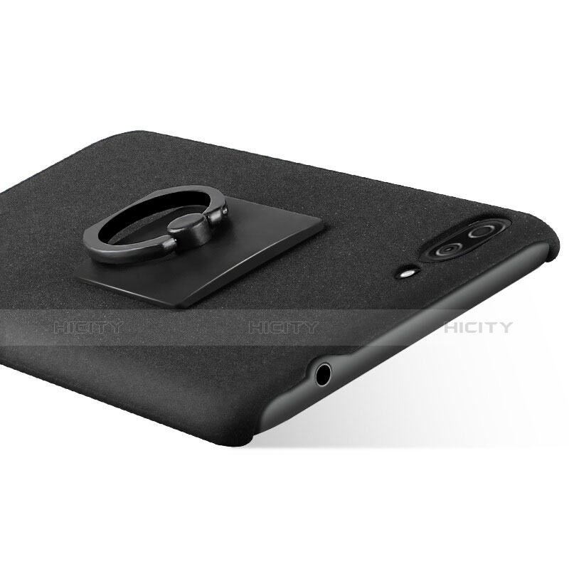 Coque Plastique Rigide Sables Mouvants et Support Bague Anneau pour Asus Zenfone 4 Max ZC554KL Noir Plus