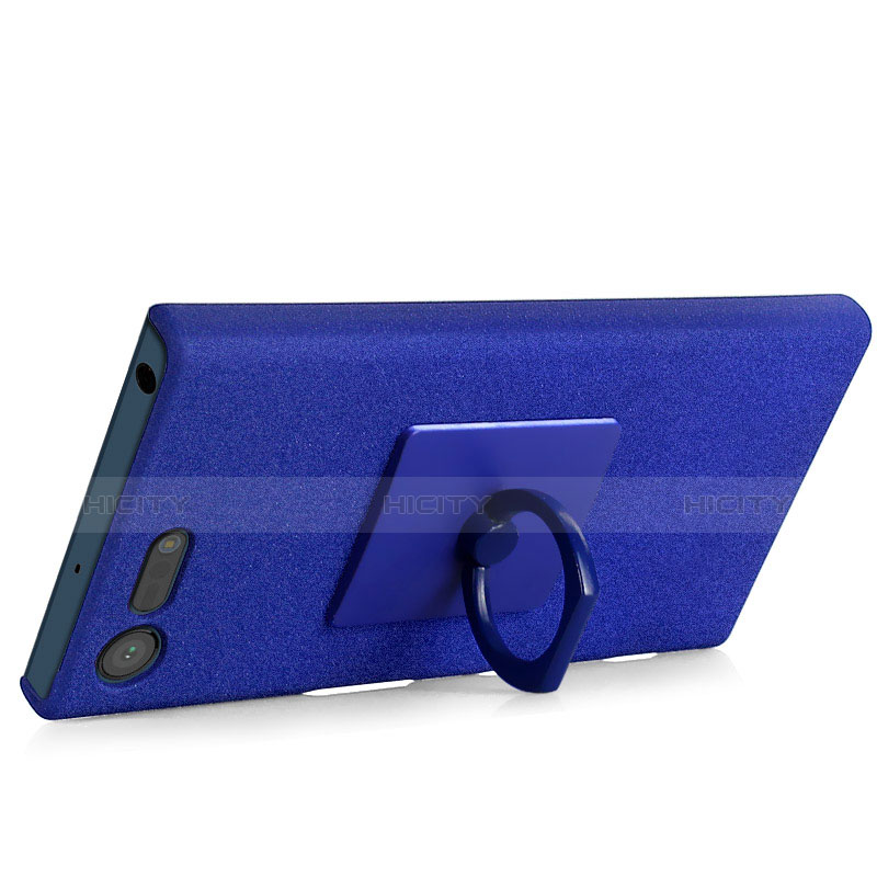 Coque Plastique Rigide Sables Mouvants et Support Bague Anneau pour Sony Xperia X Compact Bleu Plus