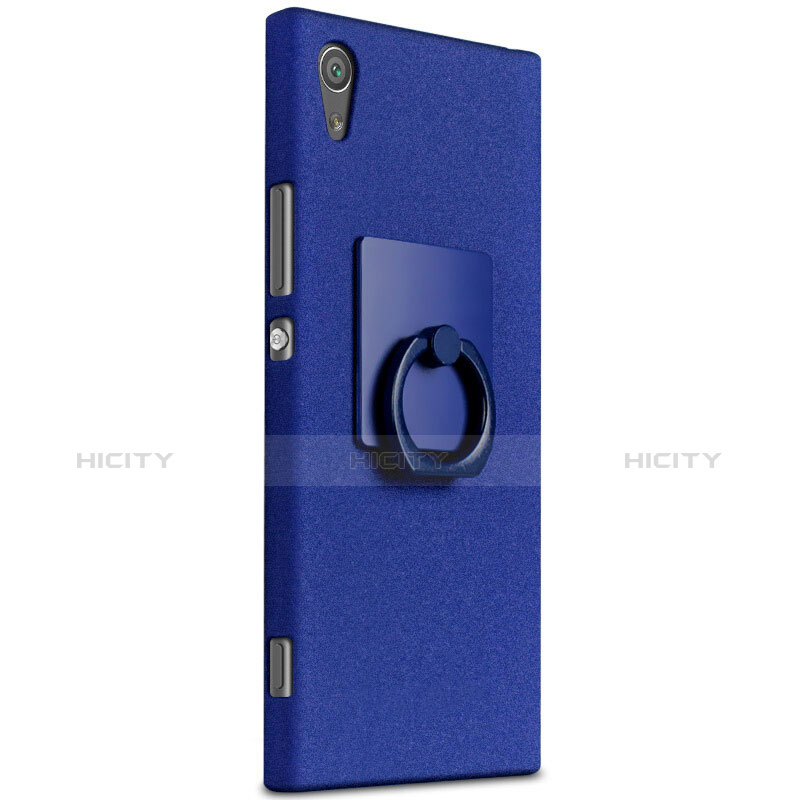 Coque Plastique Rigide Sables Mouvants et Support Bague Anneau pour Sony Xperia XA1 Ultra Bleu Plus
