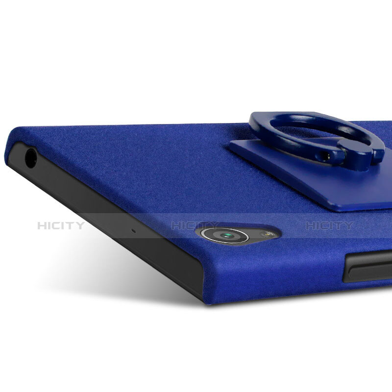 Coque Plastique Rigide Sables Mouvants et Support Bague Anneau pour Sony Xperia XA1 Ultra Bleu Plus