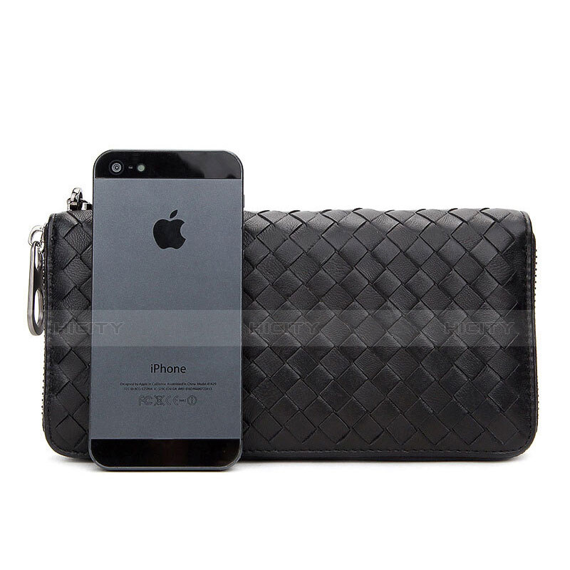Coque Pochette Cuir Losange Universel H15 Noir Plus