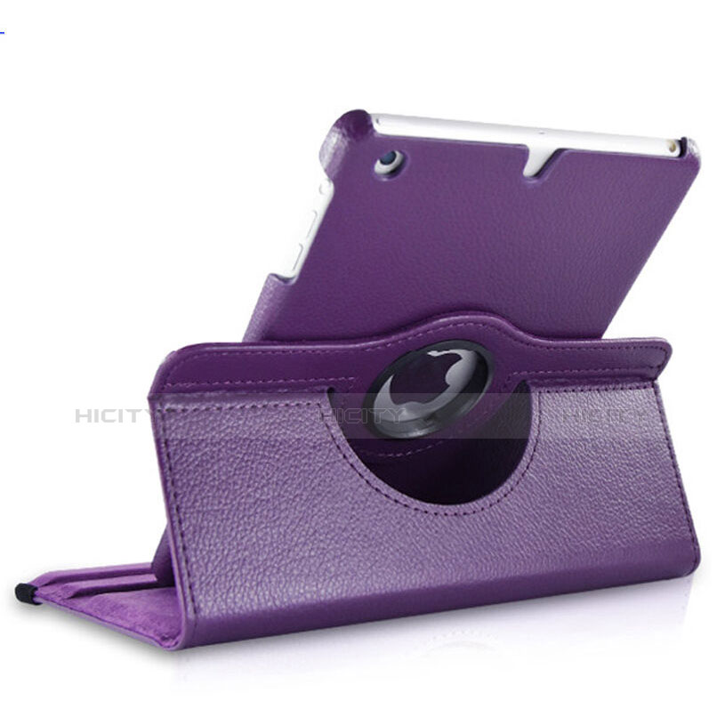 Coque Portefeuille Cuir Rotatif pour Apple iPad Mini Violet Plus