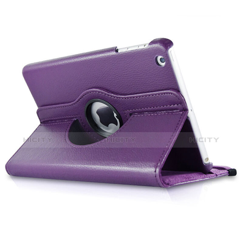 Coque Portefeuille Cuir Rotatif pour Apple iPad Mini Violet Plus