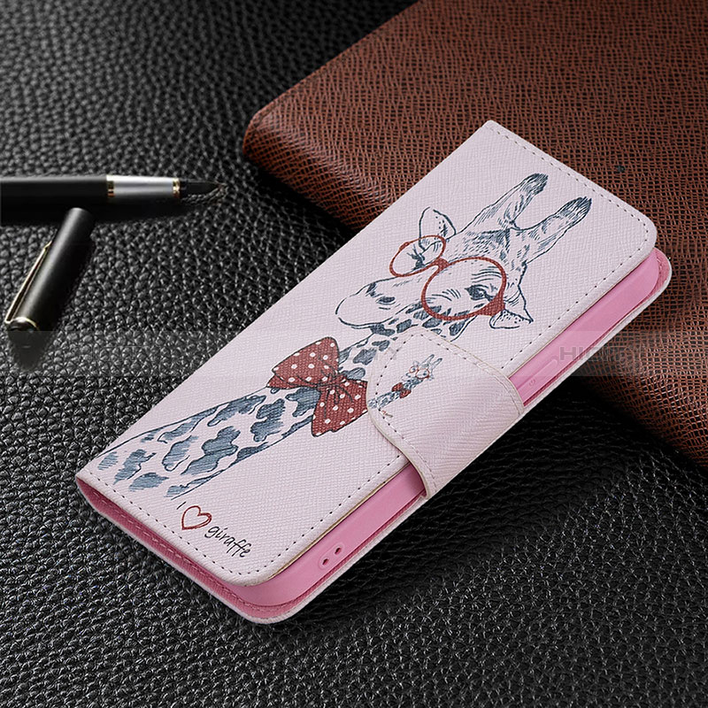 Coque Portefeuille Fleurs Livre Cuir Etui Clapet L01 pour Apple iPhone 15 Rose Plus