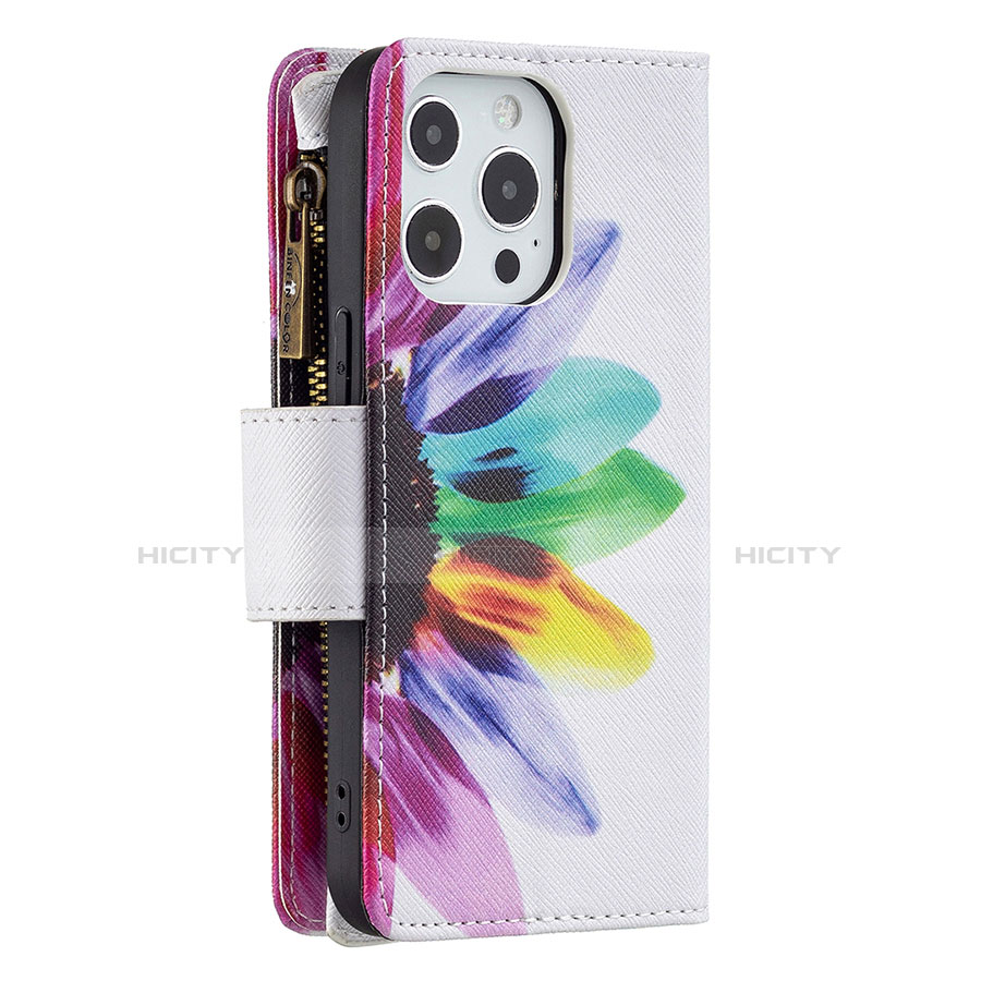 Coque Portefeuille Fleurs Livre Cuir Etui Clapet pour Apple iPhone 13 Pro Colorful Plus