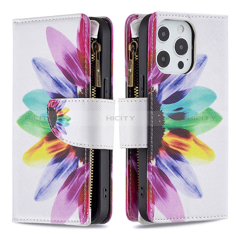Coque Portefeuille Fleurs Livre Cuir Etui Clapet pour Apple iPhone 14 Pro Max Colorful Plus