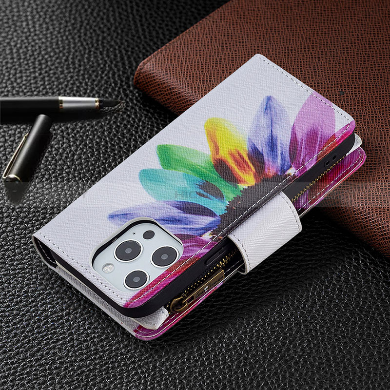 Coque Portefeuille Fleurs Livre Cuir Etui Clapet pour Apple iPhone 14 Pro Max Colorful Plus