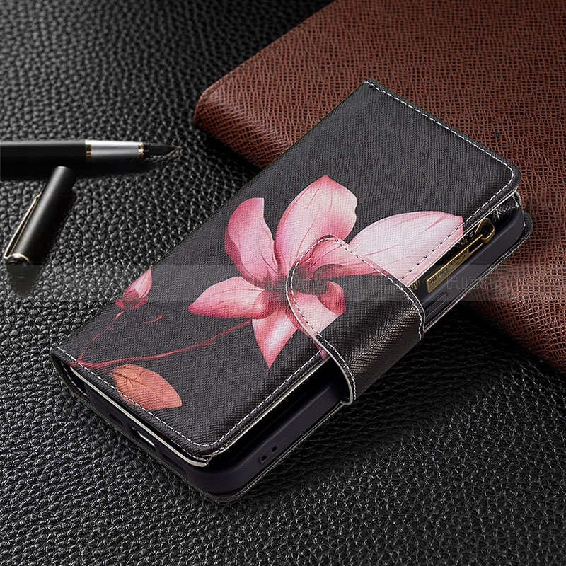 Coque Portefeuille Fleurs Livre Cuir Etui Clapet pour Apple iPhone 14 Pro Max Marron Plus