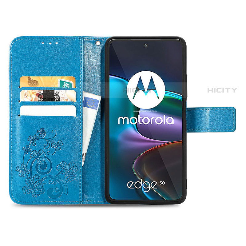 Coque Portefeuille Fleurs Livre Cuir Etui Clapet pour Motorola Moto Edge 30 5G Plus