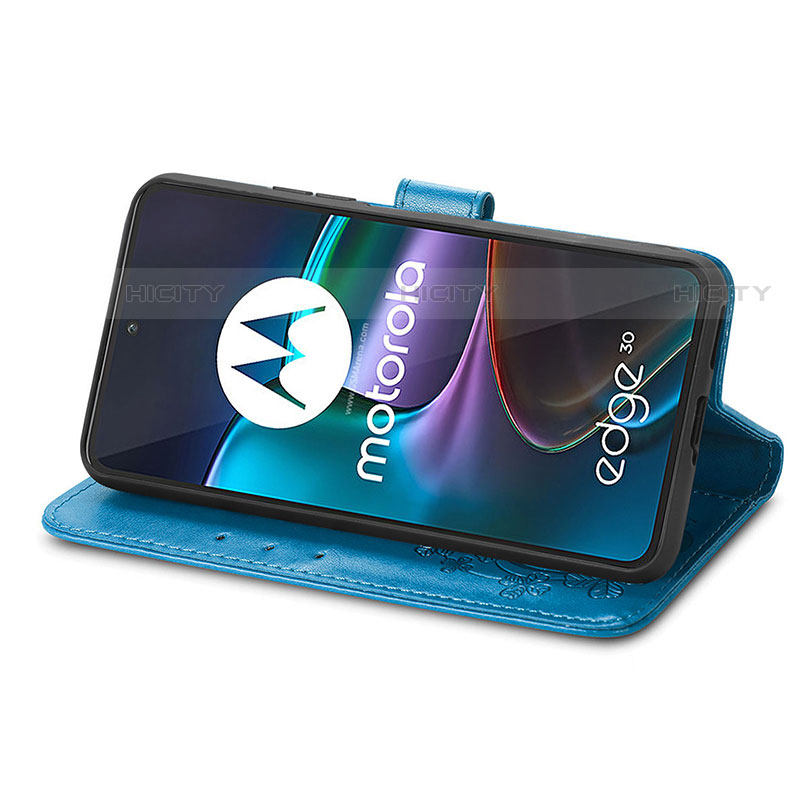 Coque Portefeuille Fleurs Livre Cuir Etui Clapet pour Motorola Moto Edge 30 5G Plus