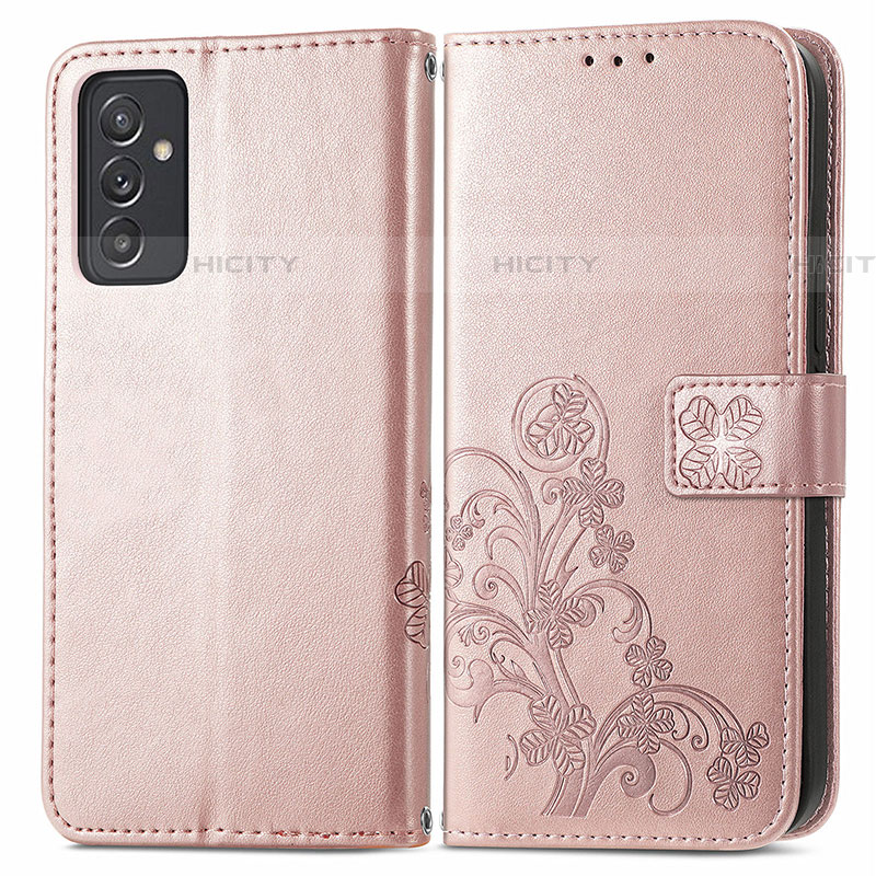 Coque Portefeuille Fleurs Livre Cuir Etui Clapet pour Samsung Galaxy A05s Rose Plus