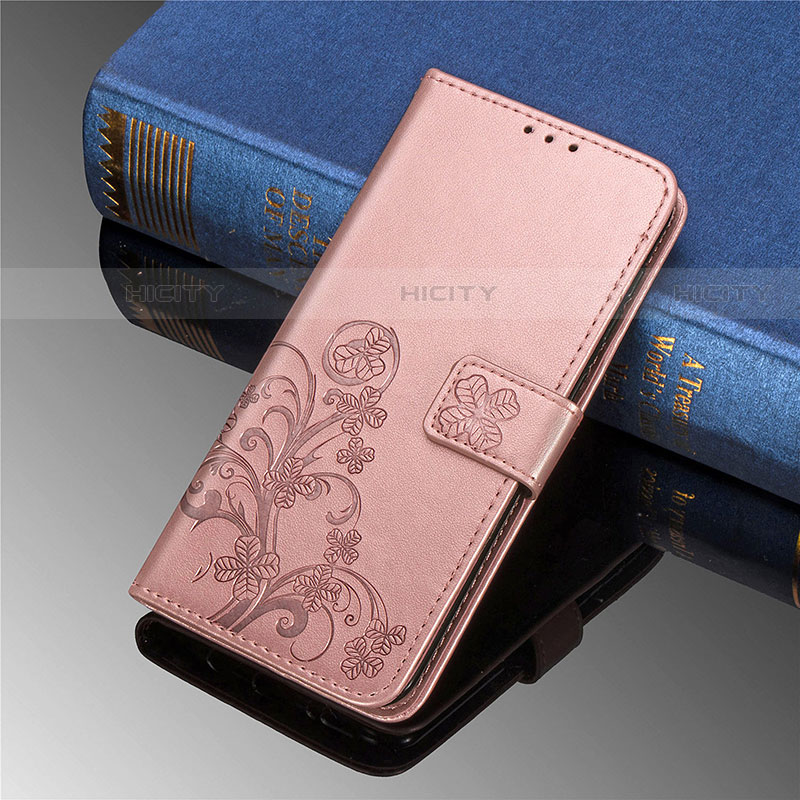 Coque Portefeuille Fleurs Livre Cuir Etui Clapet pour Samsung Galaxy S21 5G Rose Plus