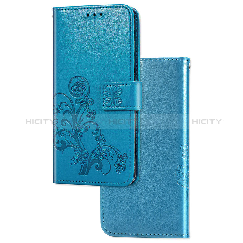 Coque Portefeuille Fleurs Livre Cuir Etui Clapet pour Sony Xperia 5 Bleu Plus