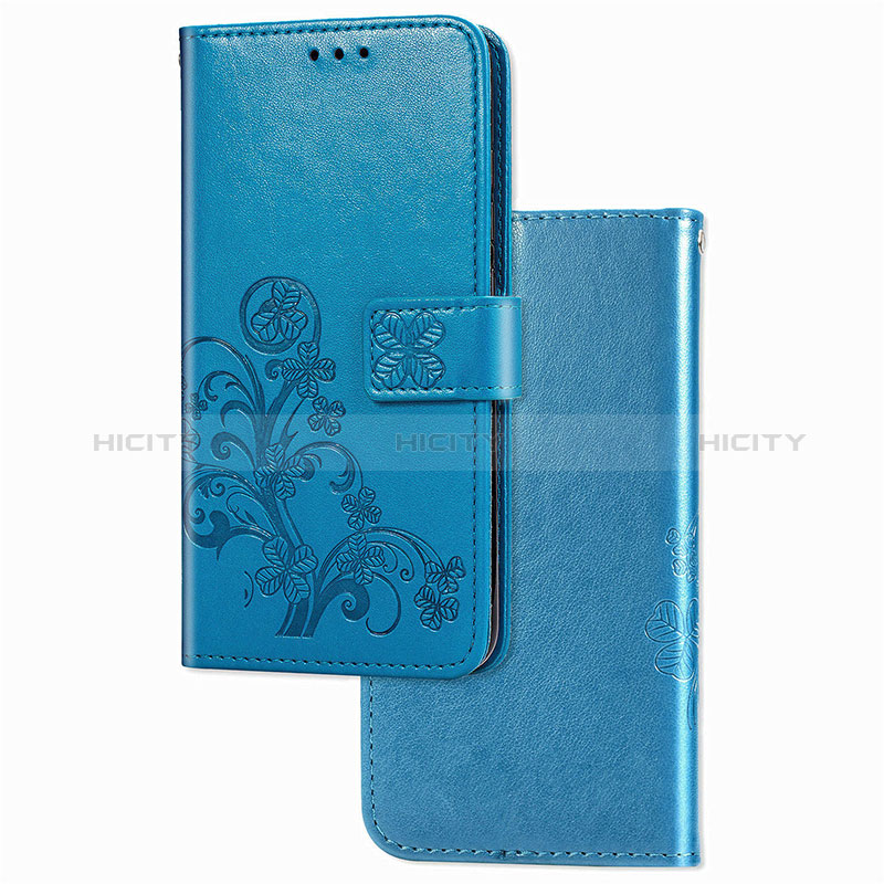 Coque Portefeuille Fleurs Livre Cuir Etui Clapet pour Sony Xperia 5 II Bleu Plus