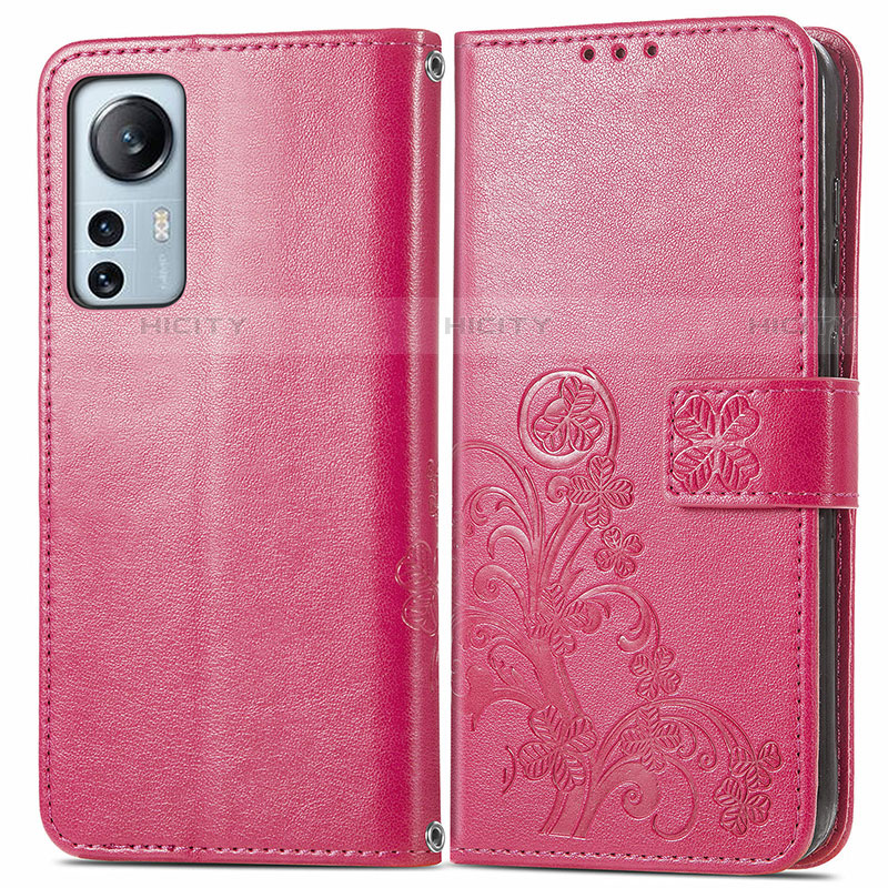 Coque Portefeuille Fleurs Livre Cuir Etui Clapet pour Xiaomi Mi 12 Pro 5G Rouge Plus