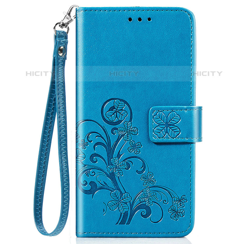 Coque Portefeuille Fleurs Livre Cuir Etui Clapet S02D pour Samsung Galaxy F41 Bleu Plus