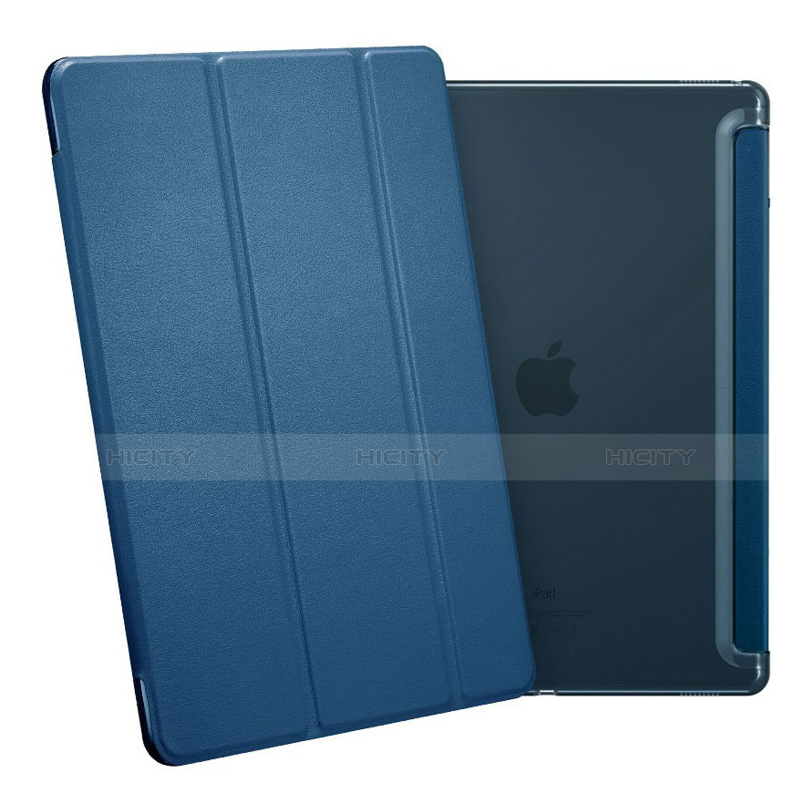 Coque Portefeuille Flip Cuir pour Apple iPad Pro 12.9 Bleu Plus