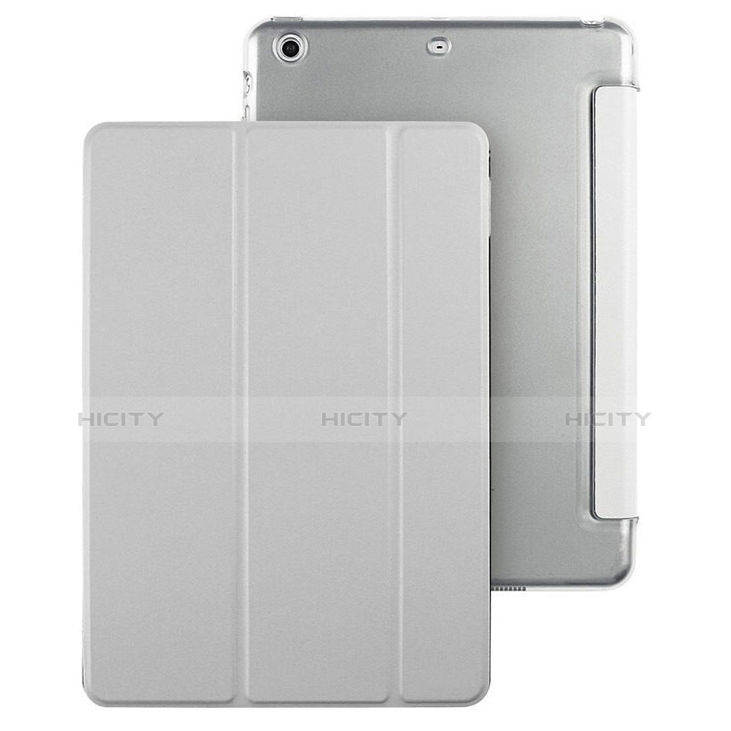 Coque Portefeuille Livre Cuir et Verre Trempe Protecteur d'Ecran pour Apple iPad Mini 2 Argent Plus
