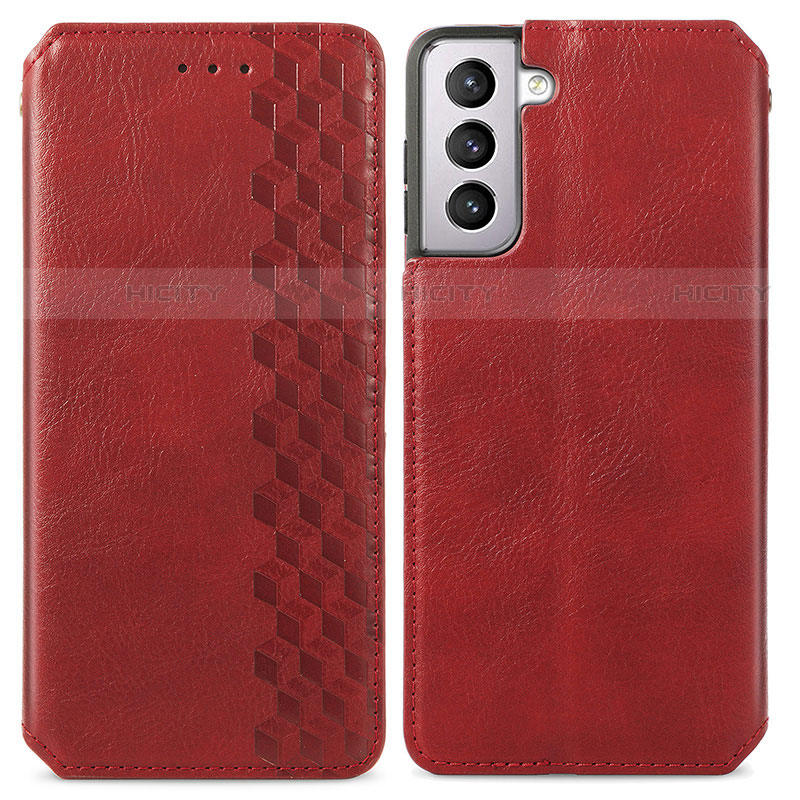 Coque Portefeuille Livre Cuir Etui Clapet A01D pour Samsung Galaxy S21 Plus 5G Rouge Plus