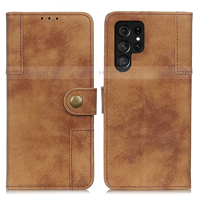 Coque Portefeuille Livre Cuir Etui Clapet A01D pour Samsung Galaxy S23 Ultra 5G Marron Plus
