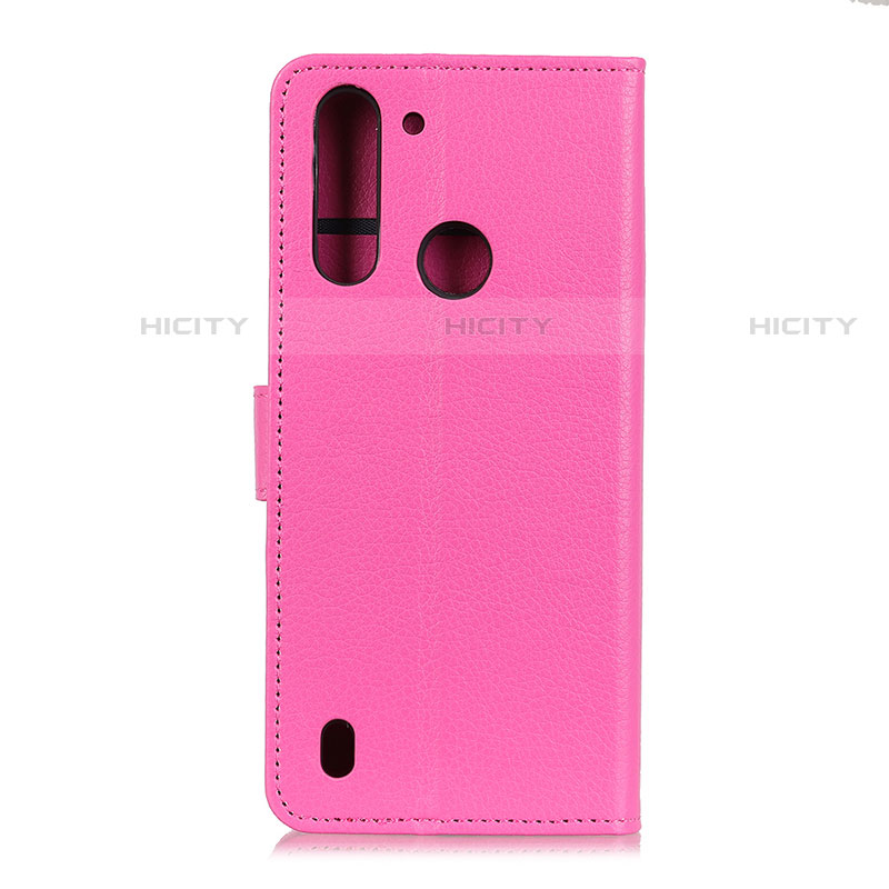 Coque Portefeuille Livre Cuir Etui Clapet A03D pour Motorola Moto One Fusion Rose Rouge Plus