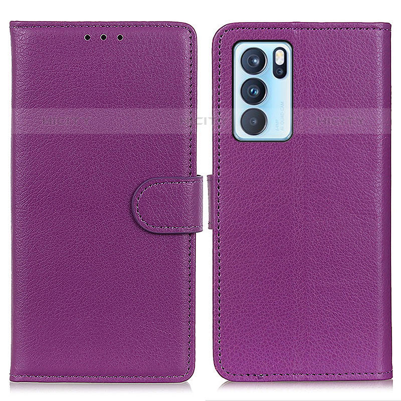 Coque Portefeuille Livre Cuir Etui Clapet A03D pour Oppo Reno6 Pro 5G India Violet Plus