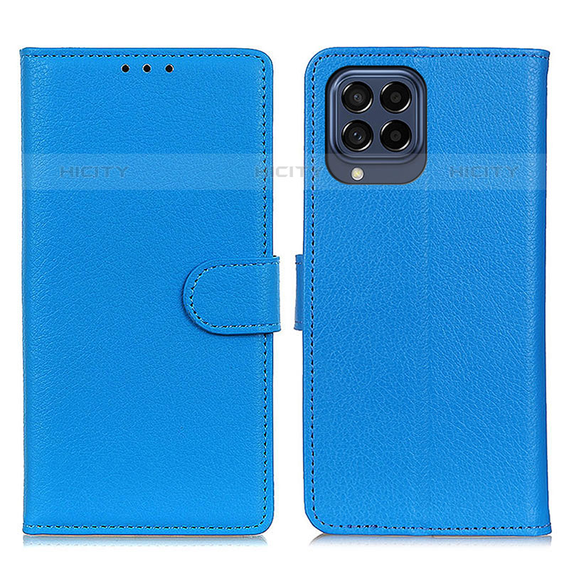 Coque Portefeuille Livre Cuir Etui Clapet A03D pour Samsung Galaxy M53 5G Bleu Ciel Plus