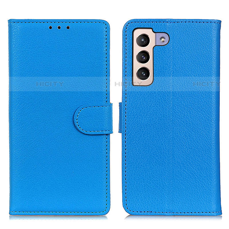 Coque Portefeuille Livre Cuir Etui Clapet A03D pour Samsung Galaxy S21 Plus 5G Bleu Ciel Plus