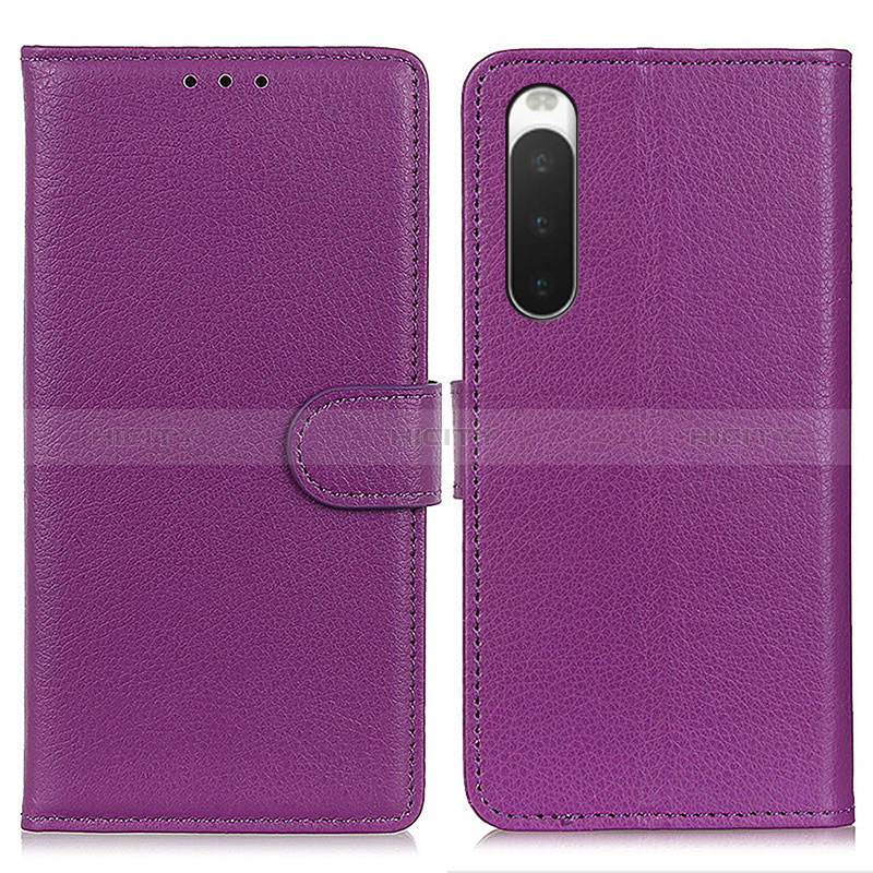 Coque Portefeuille Livre Cuir Etui Clapet A03D pour Sony Xperia 10 IV Violet Plus