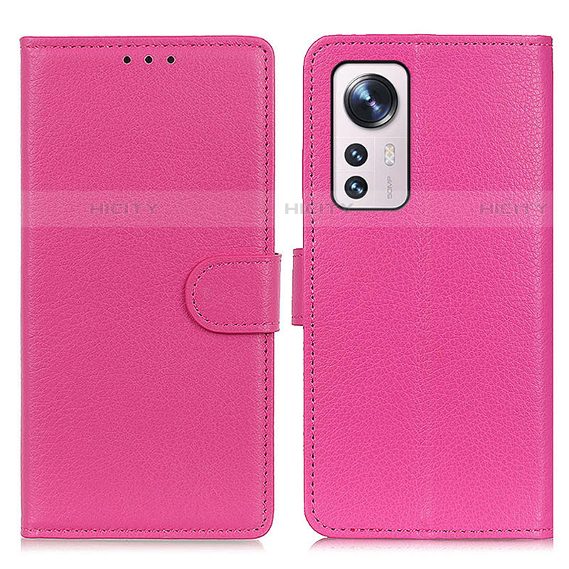 Coque Portefeuille Livre Cuir Etui Clapet A03D pour Xiaomi Mi 12 Pro 5G Rose Rouge Plus