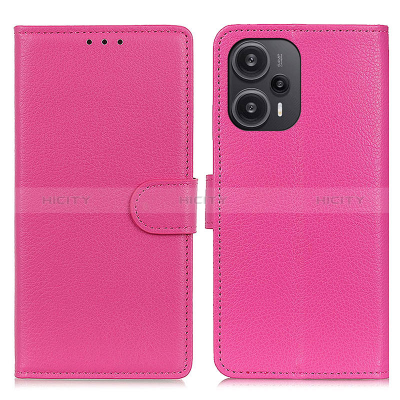 Coque Portefeuille Livre Cuir Etui Clapet A03D pour Xiaomi Poco F5 5G Rose Rouge Plus