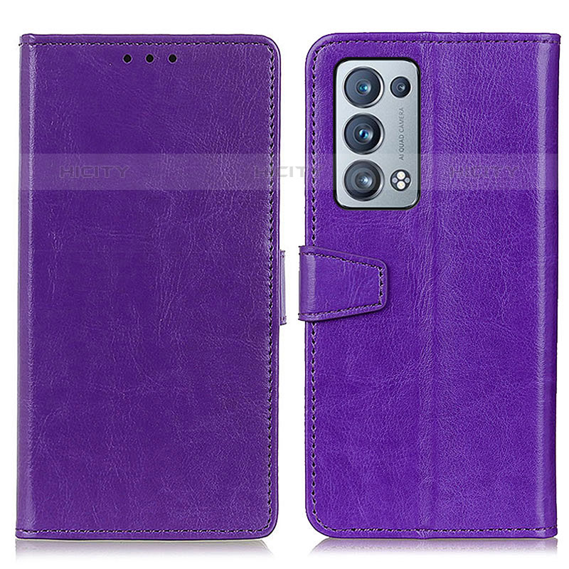 Coque Portefeuille Livre Cuir Etui Clapet A06D pour Oppo Reno6 Pro+ Plus 5G Violet Plus