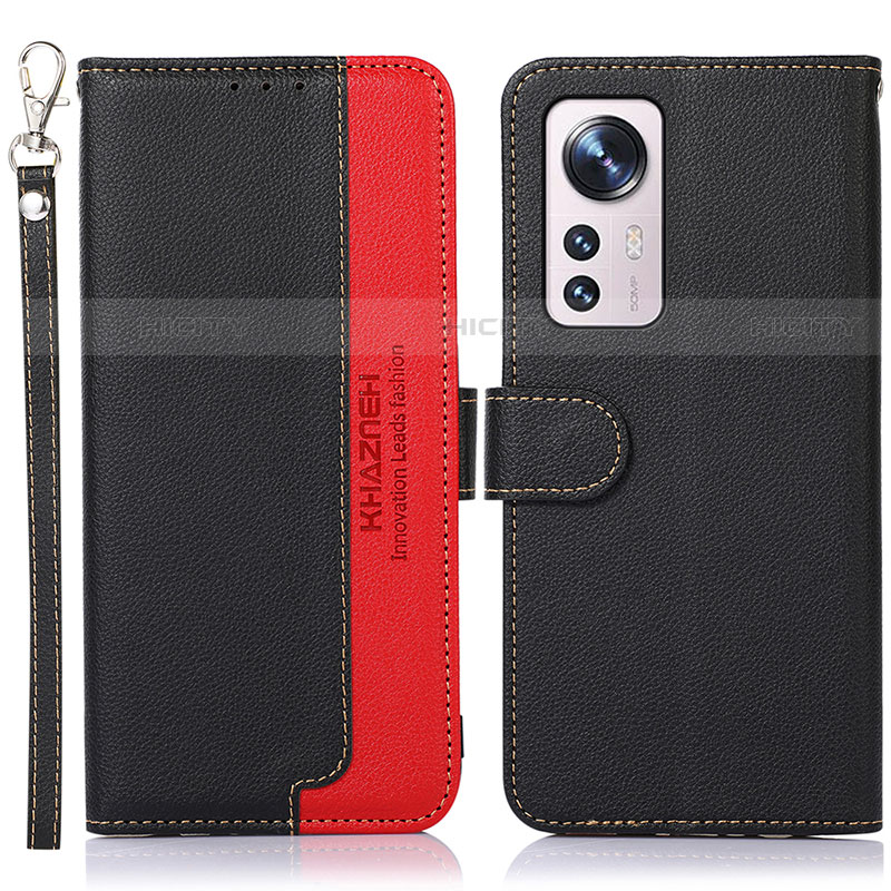 Coque Portefeuille Livre Cuir Etui Clapet A06D pour Xiaomi Mi 12S 5G Rouge et Noir Plus