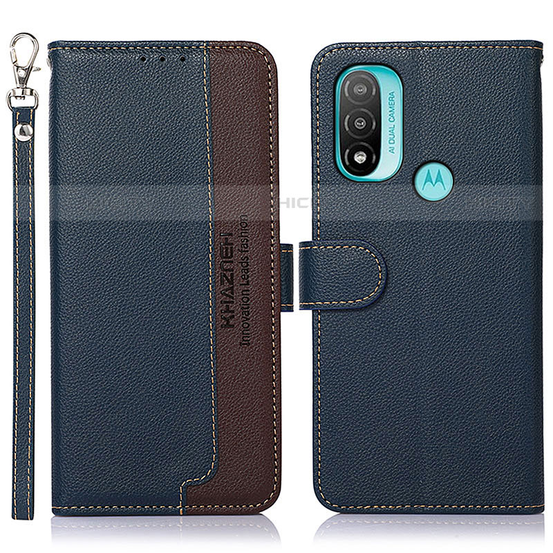 Coque Portefeuille Livre Cuir Etui Clapet A09D pour Motorola Moto E40 Bleu Plus