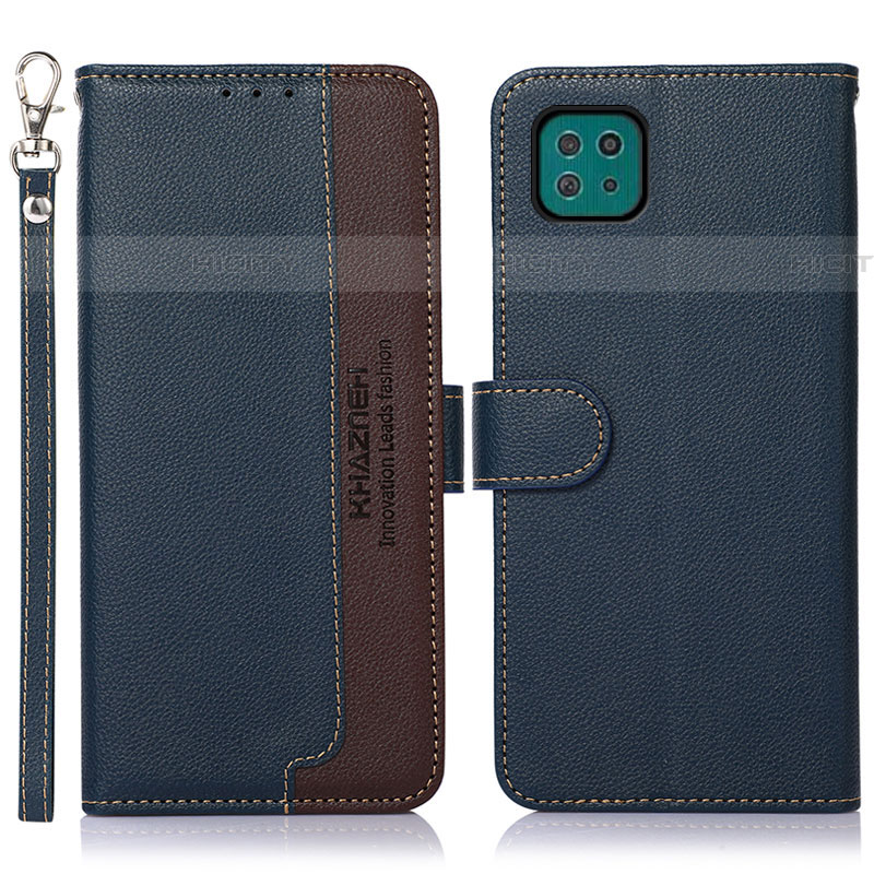 Coque Portefeuille Livre Cuir Etui Clapet A09D pour Samsung Galaxy F42 5G Bleu Plus