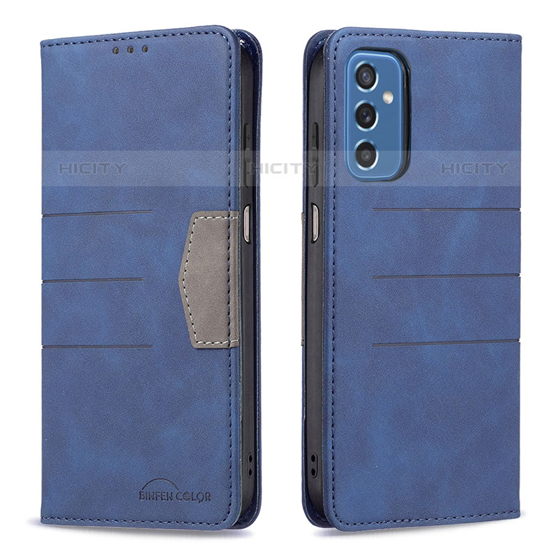 Coque Portefeuille Livre Cuir Etui Clapet B01F pour Samsung Galaxy M52 5G Bleu Plus