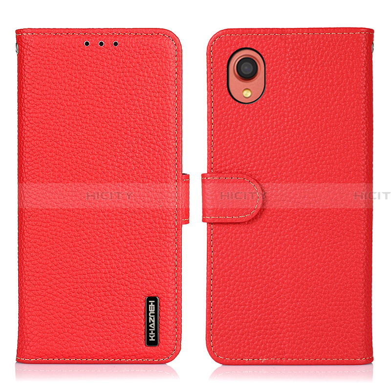 Coque Portefeuille Livre Cuir Etui Clapet B01H pour Samsung Galaxy A22 5G SC-56B Rouge Plus