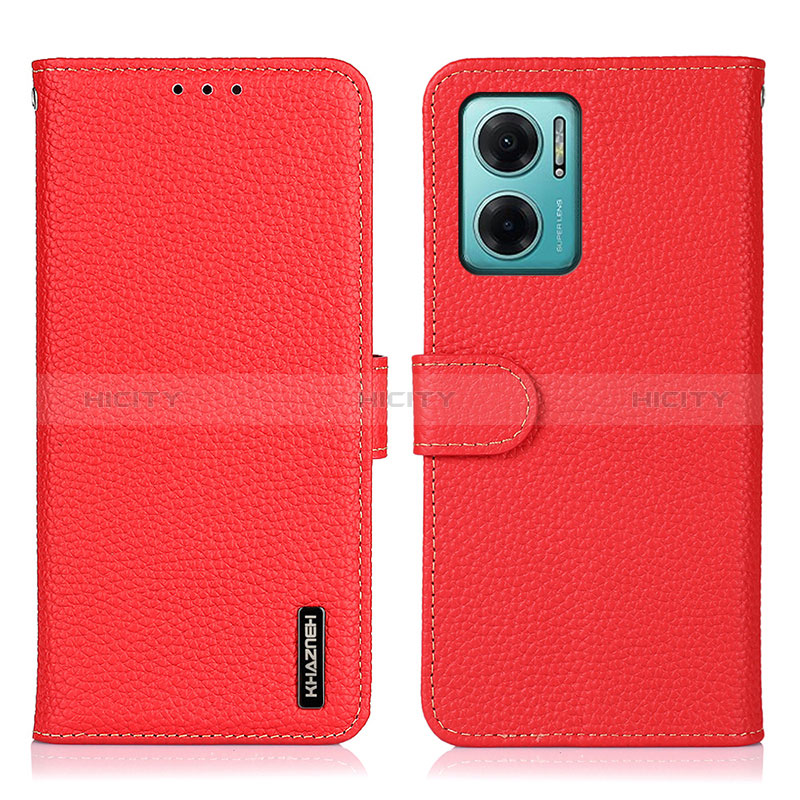 Coque Portefeuille Livre Cuir Etui Clapet B01H pour Xiaomi Redmi 10 5G Rouge Plus