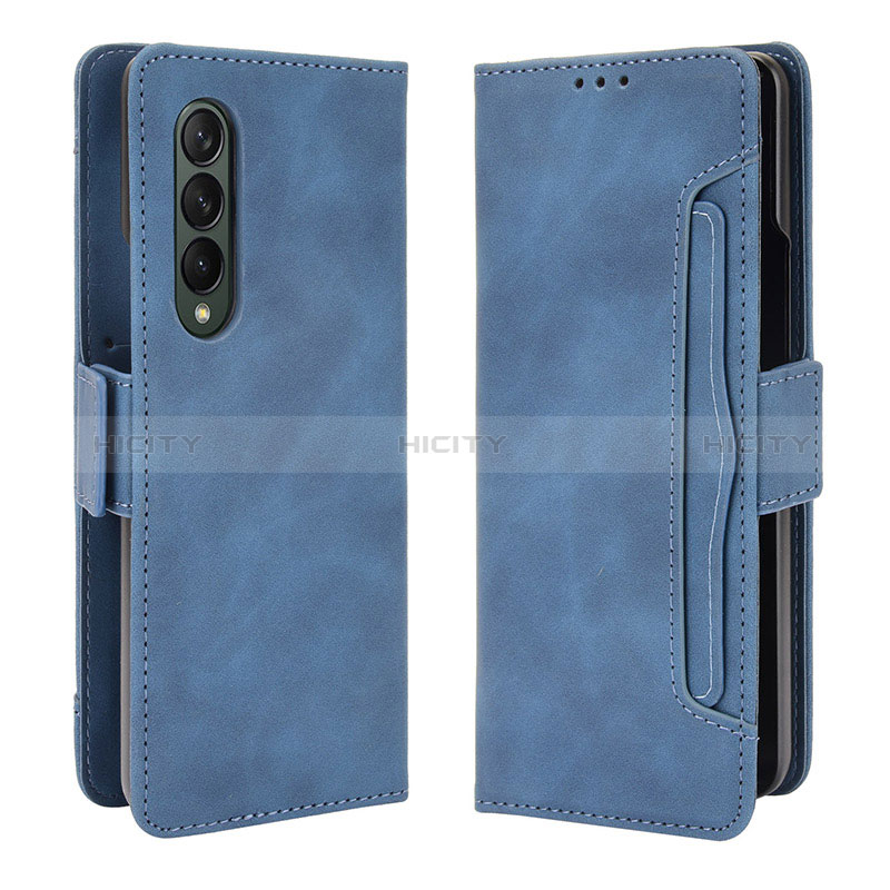 Coque Portefeuille Livre Cuir Etui Clapet B01Y pour Samsung Galaxy Z Fold3 5G Bleu Plus