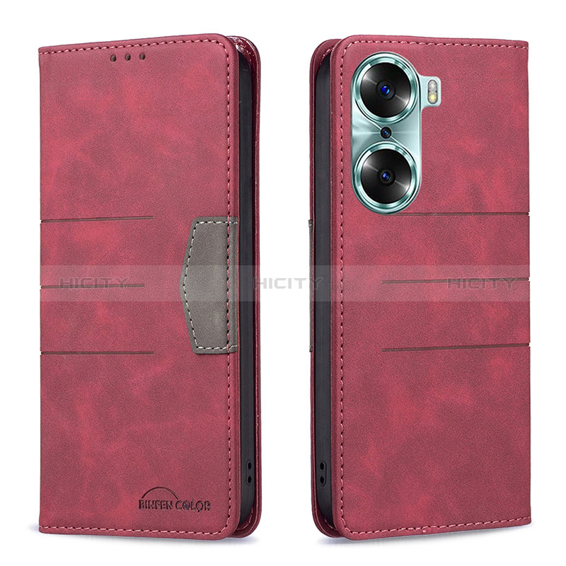 Coque Portefeuille Livre Cuir Etui Clapet B02F pour Huawei Honor 60 Pro 5G Rouge Plus