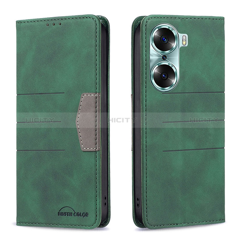 Coque Portefeuille Livre Cuir Etui Clapet B02F pour Huawei Honor 60 Pro 5G Vert Plus