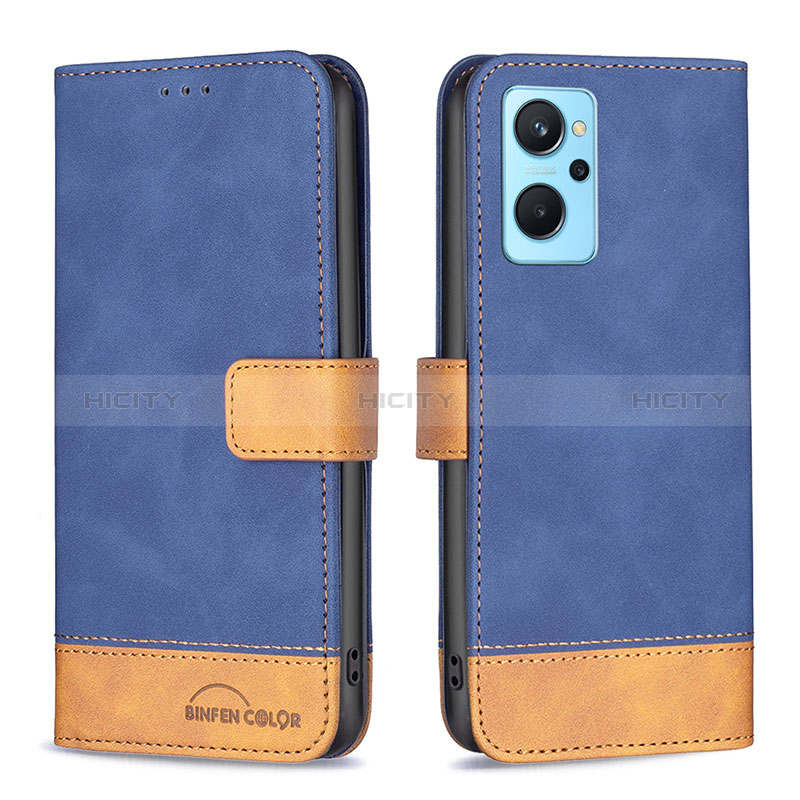 Coque Portefeuille Livre Cuir Etui Clapet B02F pour Realme 9i 4G Bleu Plus