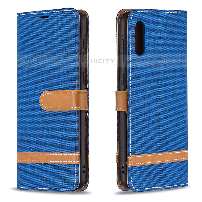 Coque Portefeuille Livre Cuir Etui Clapet B02F pour Samsung Galaxy M02 Bleu Plus