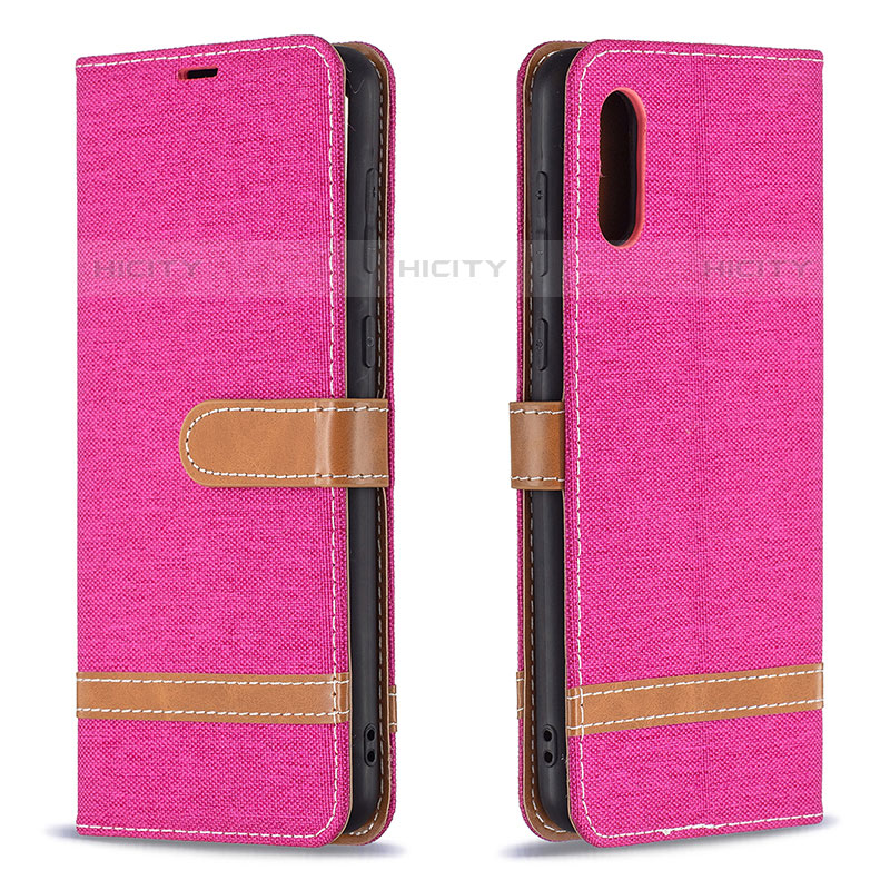 Coque Portefeuille Livre Cuir Etui Clapet B02F pour Samsung Galaxy M02 Rose Rouge Plus