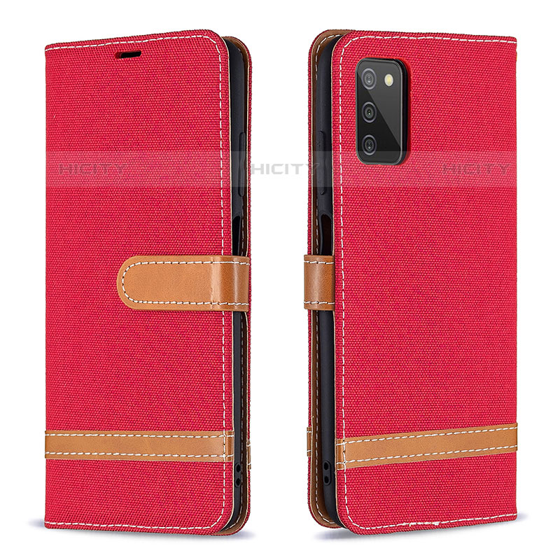 Coque Portefeuille Livre Cuir Etui Clapet B02F pour Samsung Galaxy M02s Rouge Plus